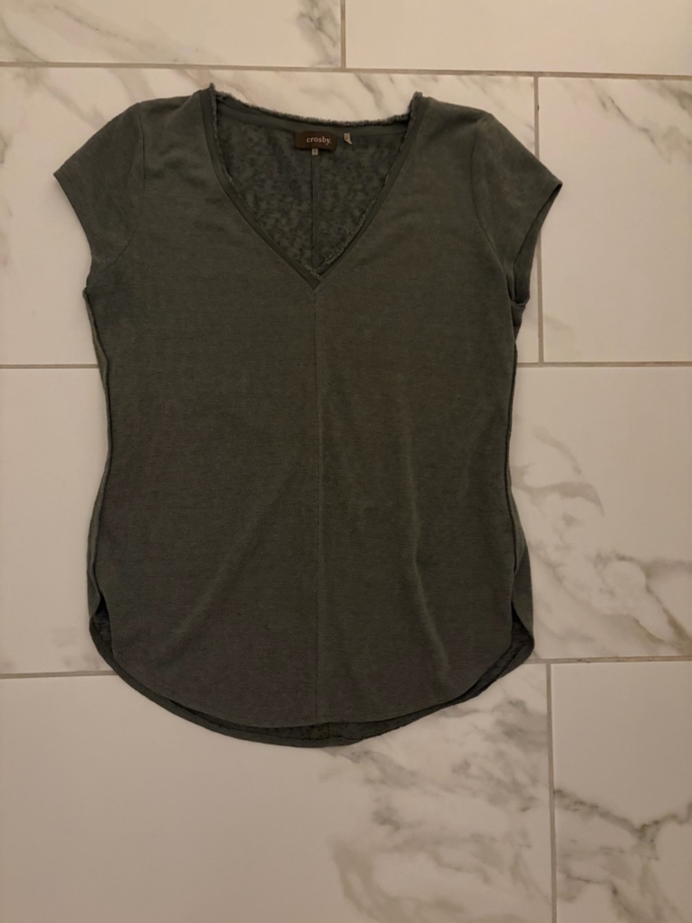 crosby. Short Sleeve V-Neck Tee in Olive Green